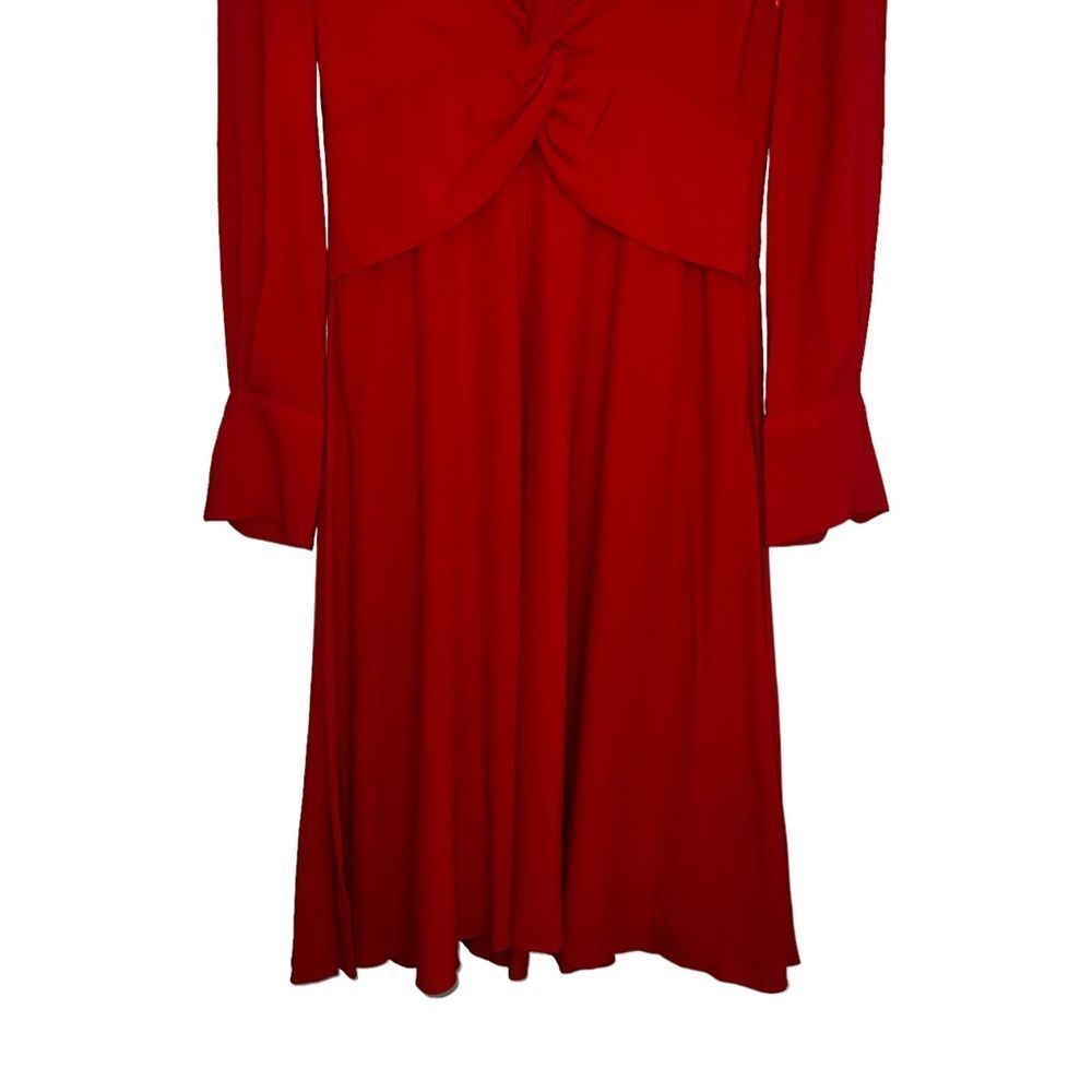 Equipment Femme Short Faun Red Twist Knot V Neck Midi Dress NWT Size 6 - Picture 6 of 15